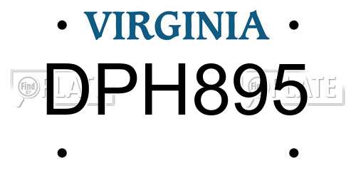 DPH895 Virginia License Plate