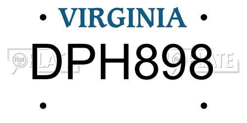 DPH898 Virginia License Plate