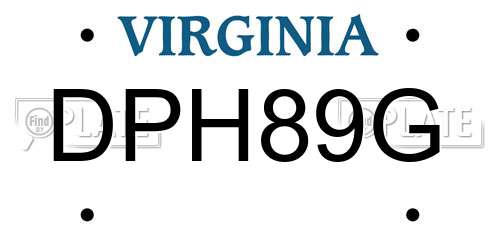 DPH89G Virginia License Plate