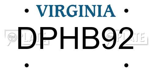 DPHB92 Virginia License Plate