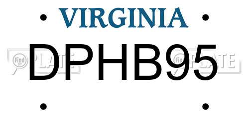 DPHB95 Virginia License Plate