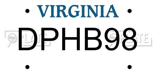 DPHB98 Virginia License Plate