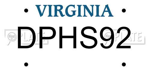 DPHS92 Virginia License Plate