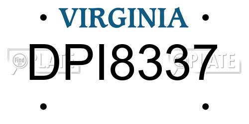 DPI8337 Virginia License Plate
