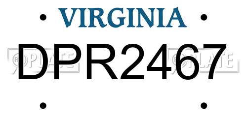 DPR2467 Virginia License Plate