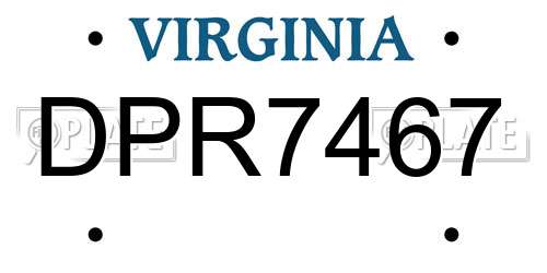 DPR7467 Virginia License Plate