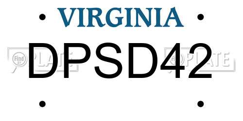 DPSD42 Virginia License Plate