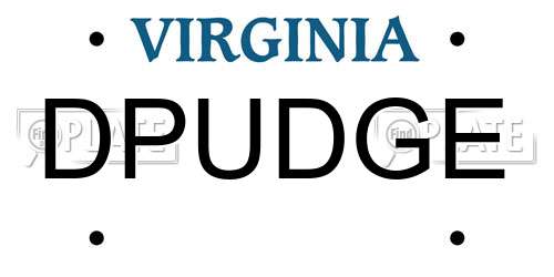 DPUDGE Virginia License Plate