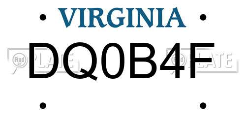 DQ0B4F Virginia License Plate