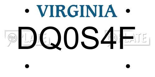 DQ0S4F Virginia License Plate