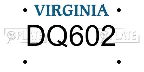 DQ602 Virginia License Plate