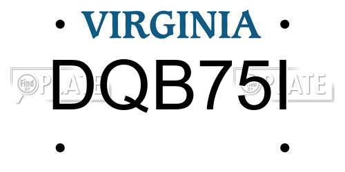 DQB75I Virginia License Plate