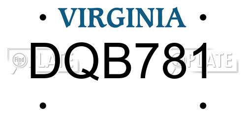 DQB781 Virginia License Plate