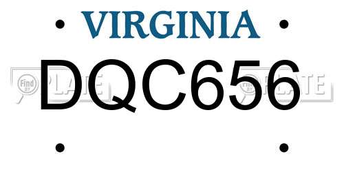 DQC656 Virginia License Plate