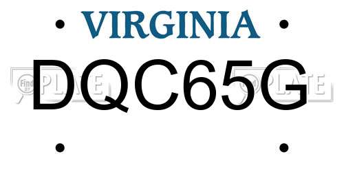 DQC65G Virginia License Plate