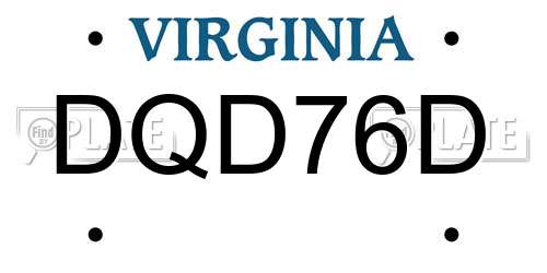 DQD76D Virginia License Plate