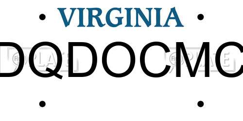 DQDOCMC Virginia License Plate