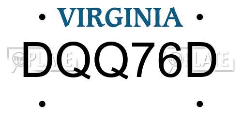 DQQ76D Virginia License Plate