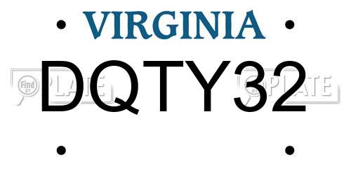 DQTY32 Virginia License Plate