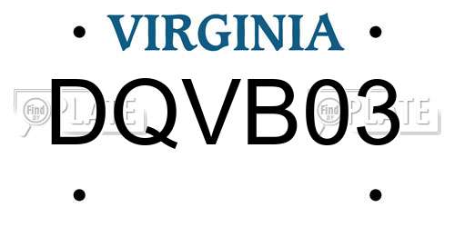 DQVB03 Virginia License Plate