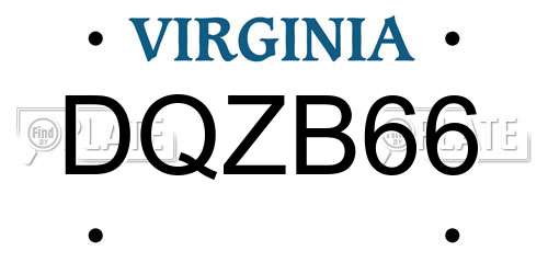 DQZB66 Virginia License Plate