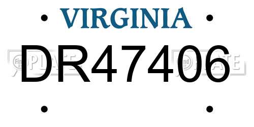 DR47406 Virginia License Plate