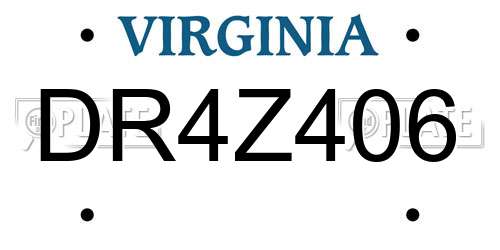 DR4Z406 Virginia License Plate
