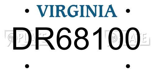DR68100 Virginia License Plate