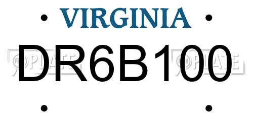 DR6B100 Virginia License Plate