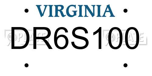 DR6S100 Virginia License Plate