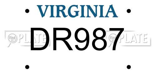 DR987 Virginia License Plate