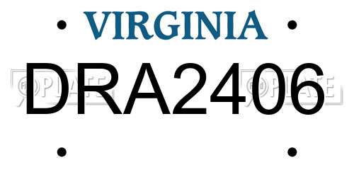 DRA2406 Virginia License Plate