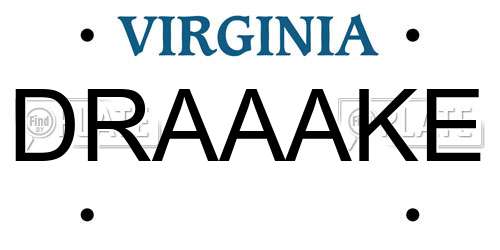 DRAAAKE Virginia License Plate