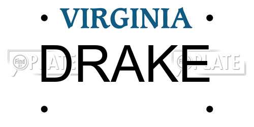 DRAKE Virginia License Plate