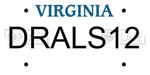 DRALS12 Virginia License Plate