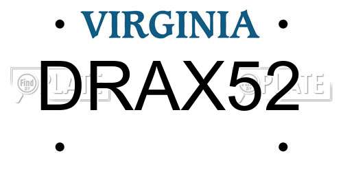DRAX52 Virginia License Plate