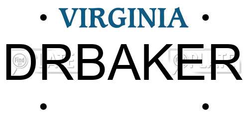 DRBAKER Virginia License Plate