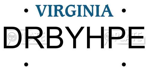 DRBYHPE Virginia License Plate