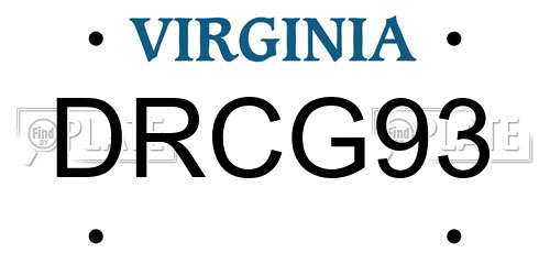 DRCG93 Virginia License Plate