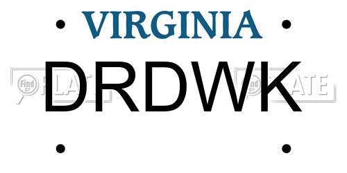DRDWK Virginia License Plate