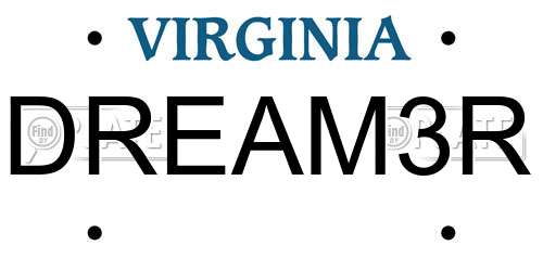 DREAM3R Virginia License Plate