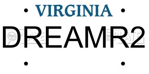 DREAMR2 Virginia License Plate