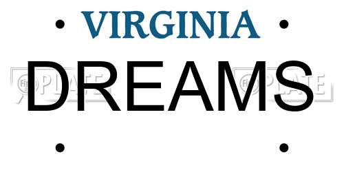 DREAMS Virginia License Plate