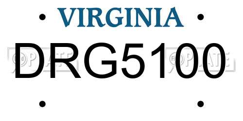 DRG5100 Virginia License Plate