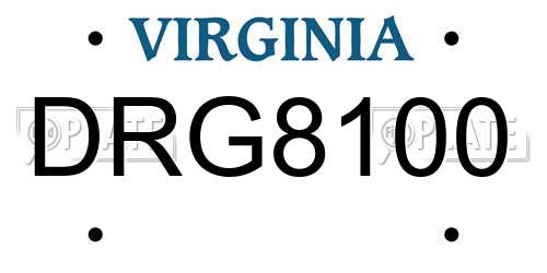 DRG8100 Virginia License Plate