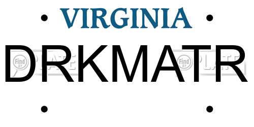 DRKMATR Virginia License Plate