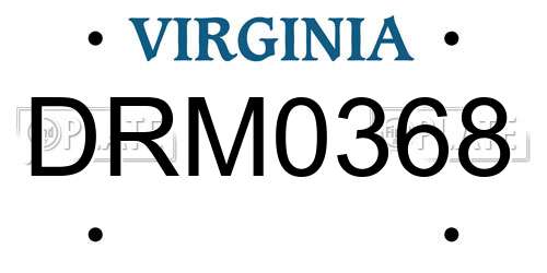 DRM0368 Virginia License Plate