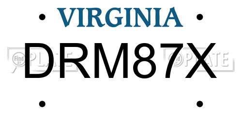 DRM87X Virginia License Plate