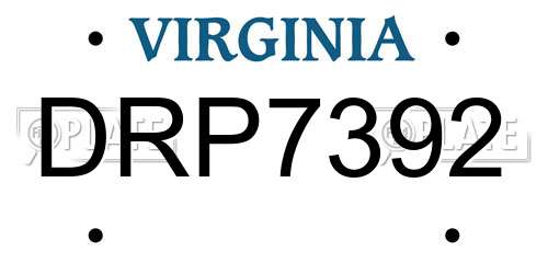 DRP7392 Virginia License Plate