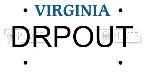 DRPOUT Virginia License Plate